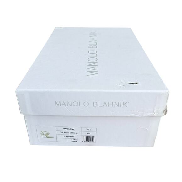 Manolo Blahnik White Satin Havelopa Crystal High Heel Sandal 40.5 - Picture 10 of 12